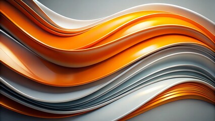Poster - Abstract Orange Grey White Curved Shapes Low Light Art Photography