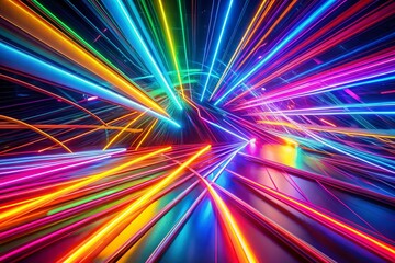 Poster - Abstract Neon Lights Background: Vibrant Colorful Glowing Lines Stock Photo