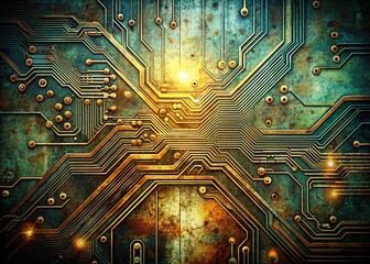 Poster - Abstract Grunge Circuit Board Texture: High-Tech Background Design
