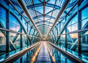 Poster - Abstract Glass Bridge Architecture: Light & Shadow Patterns