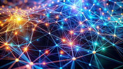 Poster - Abstract Futuristic Neural Network: Vibrant Interconnected Nodes Design