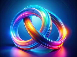 Poster - Abstract Futuristic Food Rings: Colorful Light Trails on Blue Background