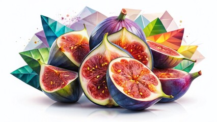 Poster - Abstract Double Exposure: Figs & Geometric Shapes - Artistic Stock Photo