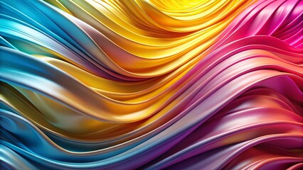 Poster - Abstract Colorful Silk Ribbons: 3D Rendered Fashion Wallpaper Background