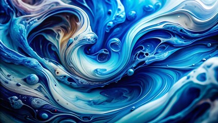 Poster - Abstract Blue Swirl Fluid Art Macro Photography - Mesmerizing Texture and Color Blend