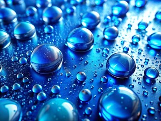 Poster - Abstract Blue Liquid Drops Close-Up: Decorative Background Texture