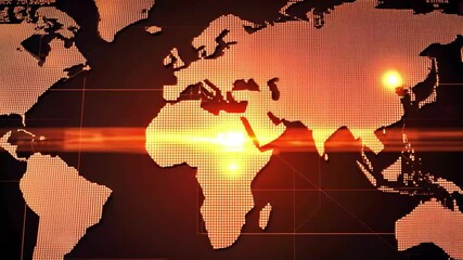 Poster - Digital data processing with world map illustration featuring glowing effects and global connectivity elements, digital data processing over world map and globe on black background