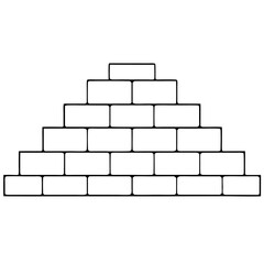 Poster - stacked bricks forming a pyramid shape. Each brick is rectangular and the structure is symmetrical, the overall look is neat and organized
