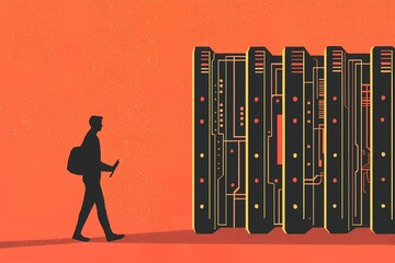 minimalistic illustration, visualization of internal components of computer, Random Access Memory