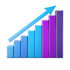 Poster - Growing bar chart with upward arrow. Success, growth, progress concept.