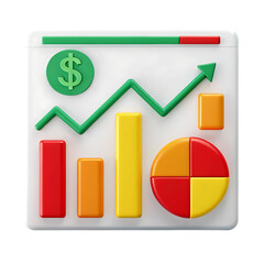 Poster - 3D colorful financial growth chart icon