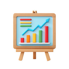 Poster - 3D render of a colorful bar graph on an easel.