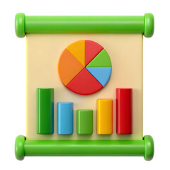Poster - Colorful 3D chart icon, business infographic.