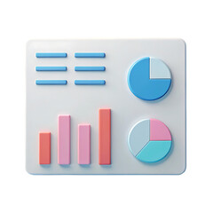 Poster - 3D render of pastel business dashboard.