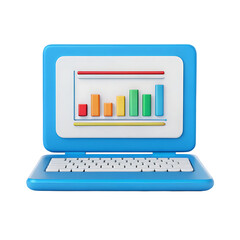 Poster - Colorful bar chart on a blue laptop screen.