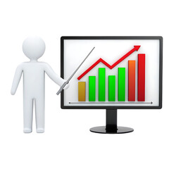 Poster - 3D figure presenting a positive growth chart.