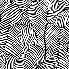 Poster - A seamless pattern featuring leaves in a line art style suitable for various celebrations including weddings, anniversaries, birthdays, and parties, with applications in banners, posters, cards,