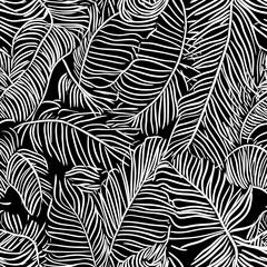 Poster - A minimalist floral seamless pattern featuring line art leaves, suitable for weddings, anniversaries, birthdays, and parties, is available in modern EPS 10 format for various design applications