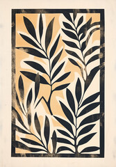 Poster - Botanical Art: Modern interpretation of leaves and branches with a artistic presentation, where plant life's natural elegance meets refined aesthetic.