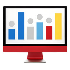 Poster - Computer screen displaying bar graph and icons.