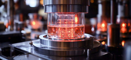 Fototapete - A high-tech laboratory showcases a quantum processing unit filled with glowing qubit structures. Researchers analyze data on optimization and regression using complex algorithms.