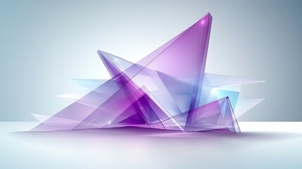 Poster - abstract transparent geometric forms in shades of violet and blue on light background
