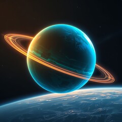 Wall Mural - Earth planet in dark night sky with glowing clouds