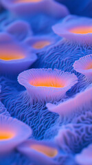 Poster - Floral Fantasy: A close-up of a captivating cluster of exotic, petal-like formations in vibrant hues of lavender and gold, evoking a sense of other worldly beauty.