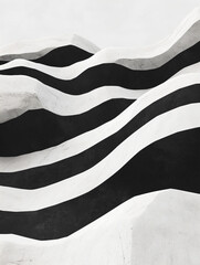 Poster - Abstract Landscape of Stripes: An artistic representation of a rolling landscape, rendered in bold black and white stripes, evoking a sense of modern design and graphic intrigue.