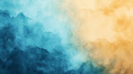 Poster - Blue and yellow watercolor painting creating abstract background