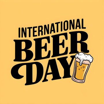 Cheers to international beer day stylish greeting card with artistic calligraphy and beer glass