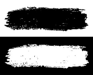 Poster - Grunge black paint brush. Hand drawn black stain.