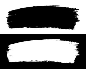 Poster - Grunge black paint brush. Hand drawn black stain.