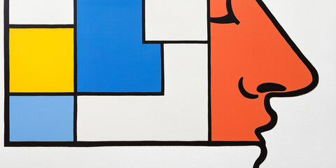 Poster - Abstract Geometric Portrait: A minimalist artistic representation of a human profile.