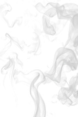 Poster - White smoke floats in the air. Light wisps curl and drift. Transparent png, isolated.
