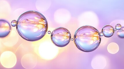 Wall Mural - mesmerizing macro photography, water bubbles on a vibrant purple background abstract