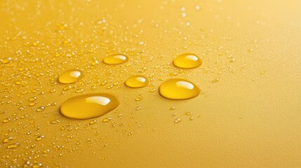 Wall Mural - macro water droplets on vibrant yellow background, an abstract texture