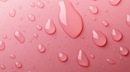 Wall Mural - mesmerizing macro, transparent water droplets on a vibrant pink background
