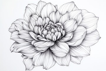 Wall Mural - intricate detailed line drawing of a beautiful blooming flower illustration