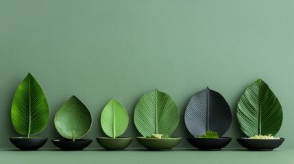 Poster - a row of different types of leaves