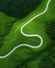 Aufkleber - a river flowing through a lush green valley