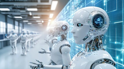 Poster - Futuristic Industrial Concept of Robotic Assembly Line in Modern Manufacturing Environment