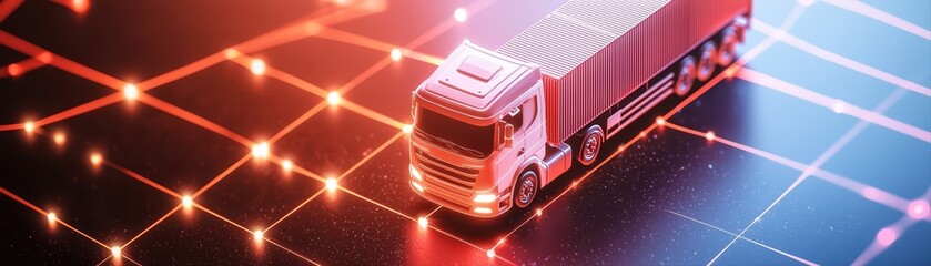 Poster - Logistics and Supply Chain Concept with Truck and Digital Network Connections in Global Industry