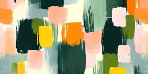 Poster - Colorful abstract brush strokes create a vibrant canvas with a mix of shapes and shades in a modern art piece