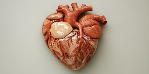 Poster - Detailed anatomical model showing the human heart and its complex structure