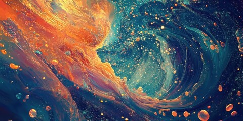 Wall Mural - abstract digital art showcasing swirling colors and flowing textures