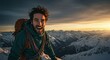 © ValueStock - A mountaineer stands atop a snow-capped peak at sunrise, embracing the thrill of adventure and the spirit of exploration