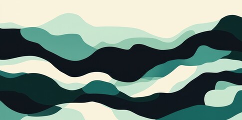 Aufkleber - An abstract landscape illustration featuring layered colors and flowing forms