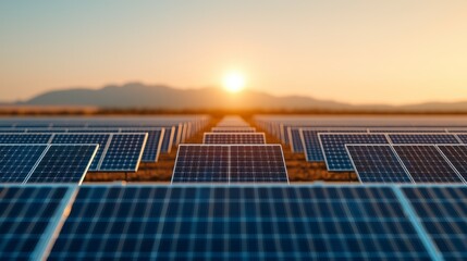 Solar Panels at Golden Sunset