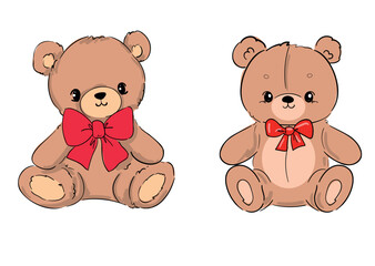 Fototapete - Cute Teddy Bear vector illustration Hand Drawn Cute print design for kids, newborn, nursery, Trend
